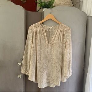 🥀 Joie Silk Cream Patterned Blouse